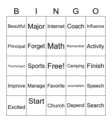 ASL Vocabulary Bingo Card