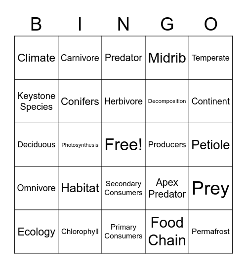 Adventures on Planet Earth Bingo Card