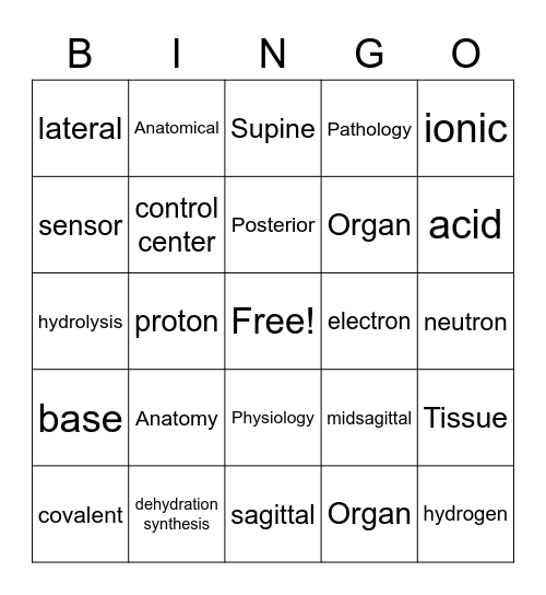 HBHD Chemistry and Intro Bingo Card