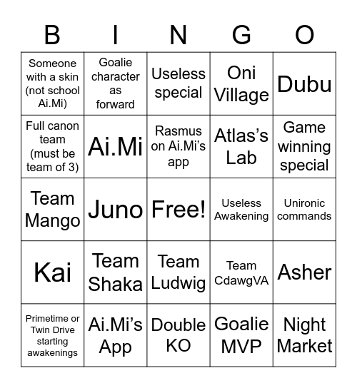 Omega Strikers Bingo Card