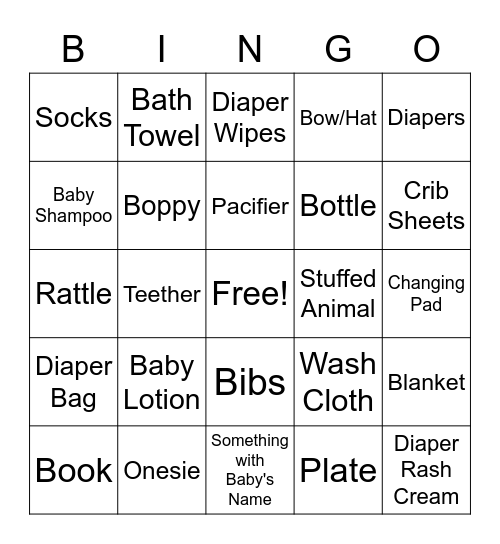 Baby Gift Bingo! Bingo Card