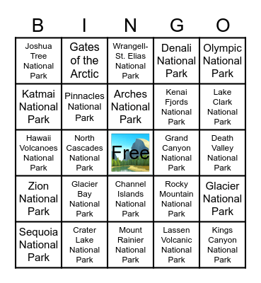 National Parks of the West Bingo Card