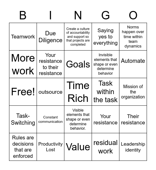 Bingo Lingo! Bingo Card