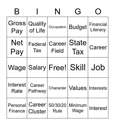 6th Careers Bingo Card