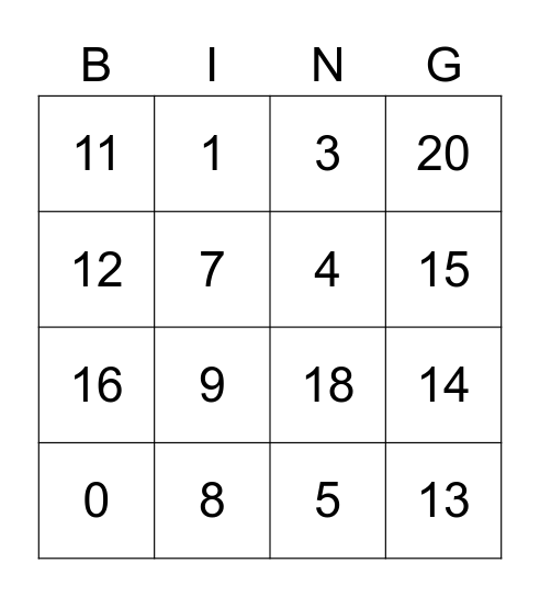 MATHE-Bingo Card