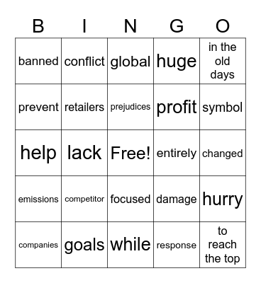 Synonym Bingo 4 Bingo Card