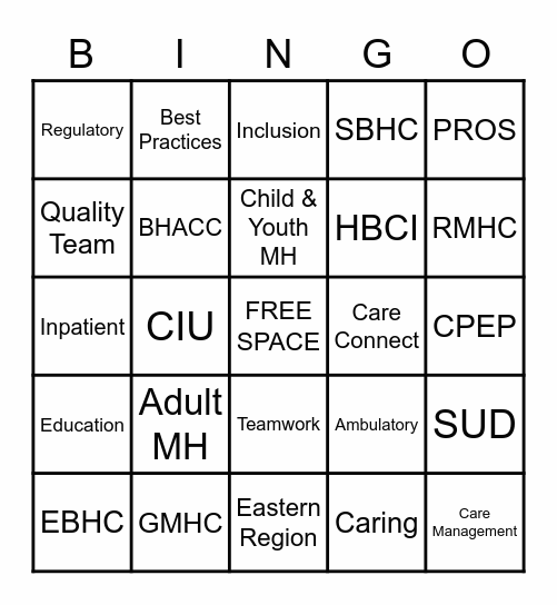 BH Health Systems Week 2023 Bingo Card