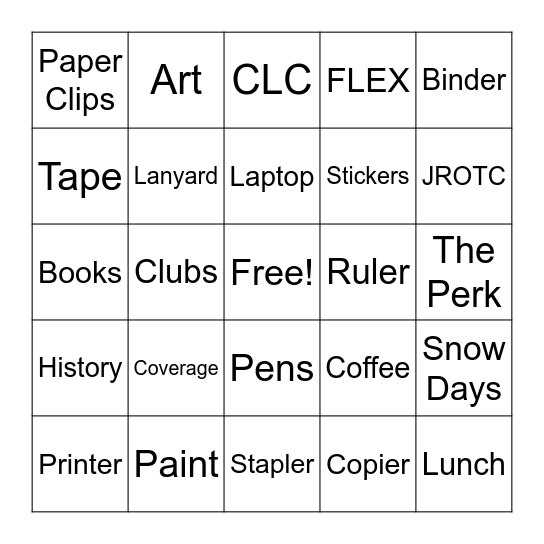 Teacher Appreciation Week Bingo Card