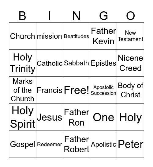 THE CHURCH Bingo Card