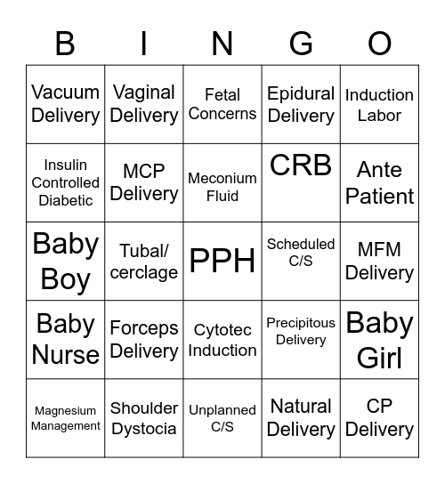 Push, Pull, Cut! Bingo Card