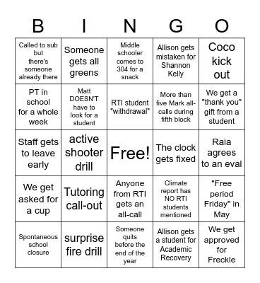 ARMPITS Bingo of Impossibilities Bingo Card