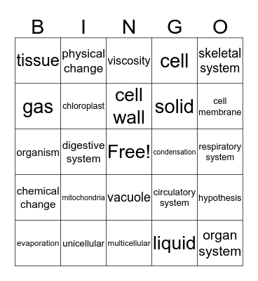 Life Science Review Bingo Card
