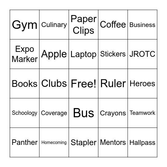 Teacher Appreciation Week Bingo Card