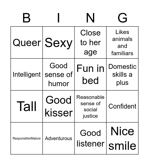 Lenore's Type Bingo Card