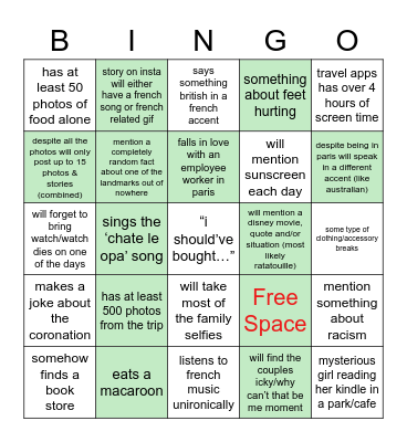 Tino in Paris Bingo Card