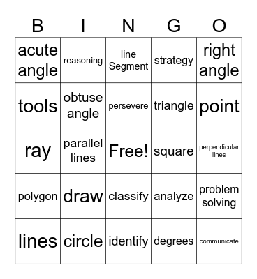 Geometry Bingo Card