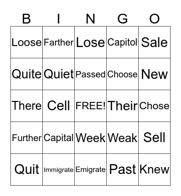 CCW Bingo #1 Bingo Card