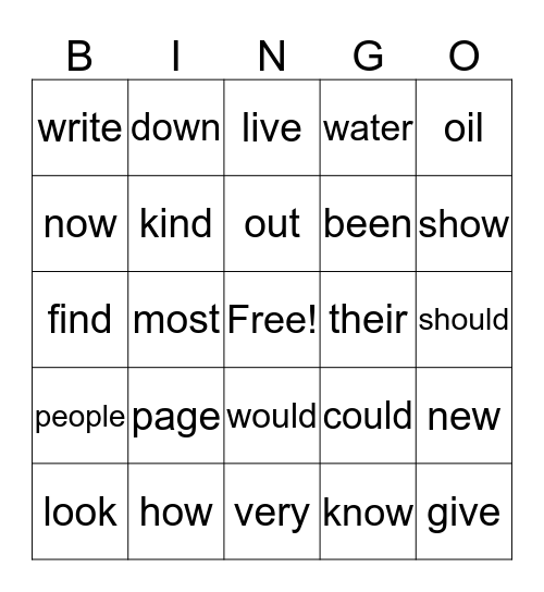 Third Quarter Sight Words Bingo Card