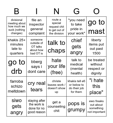 OT BINGO!!! :) Bingo Card