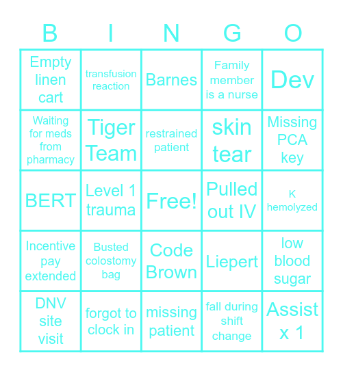 Nurses Week BINGO Card