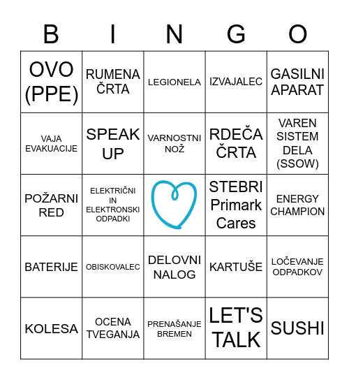 EHS Bingo Card