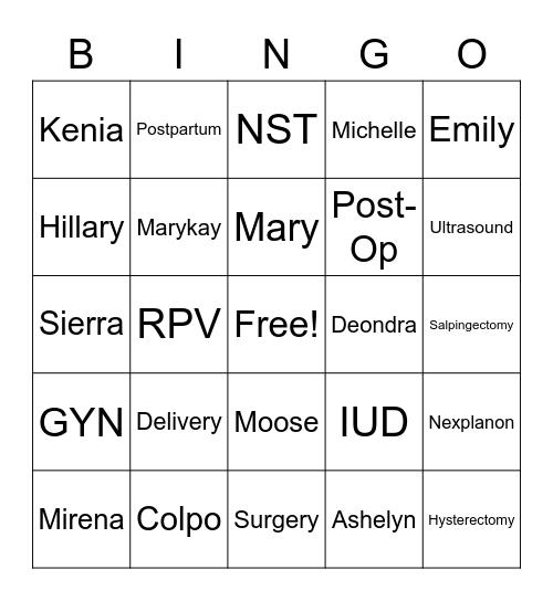 MHOB Bingo Card