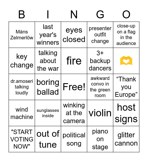 Eurovision 2023 - d.ramoseri Bingo Card