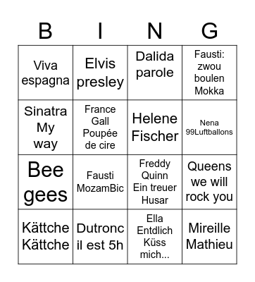 bingo musical Bingo Card
