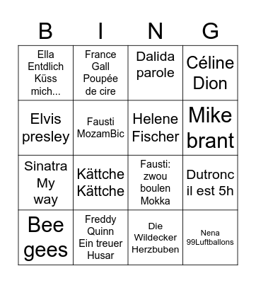 bingo musical Bingo Card