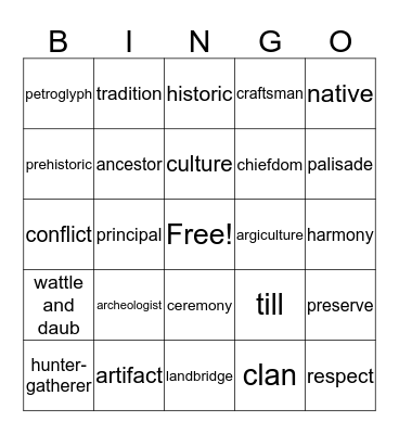 TN through Time, Chapter 3 Bingo Card