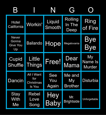 STUDENT SONG BINGO S'2023 Bingo Card