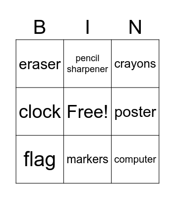 escuela Bingo Card