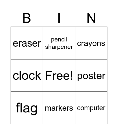 escuela Bingo Card