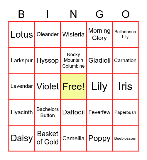 Spring Flower Bingo! Bingo Card