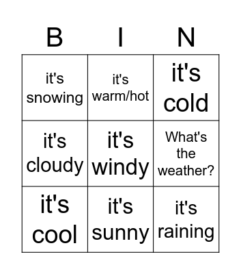 The Weather Bingo Card