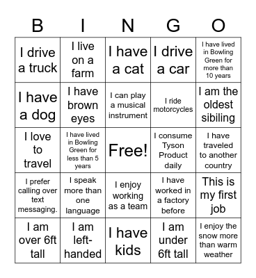 Bacon Bingo Card