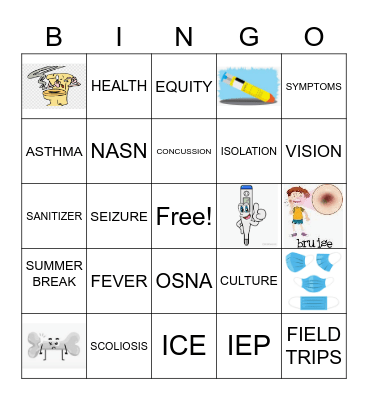 SCHOOL NURSE BINGO Card