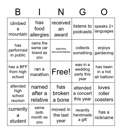 Untitled Bingo Card