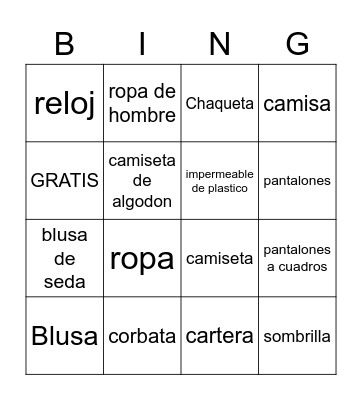 1 Bingo Card