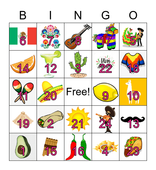 Cinco de Mayo Bingo Card