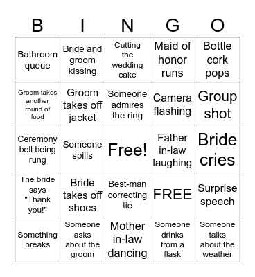 WEDDING BINGO Card