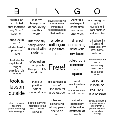 RPS Teacher Bingo - May 2023 Bingo Card