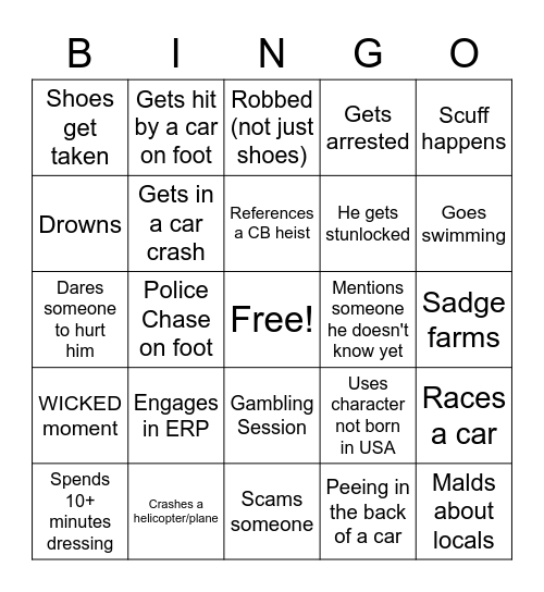 Permathon Bingo Card