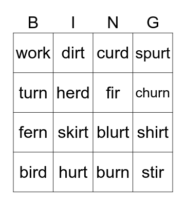 ur sound Bingo Card