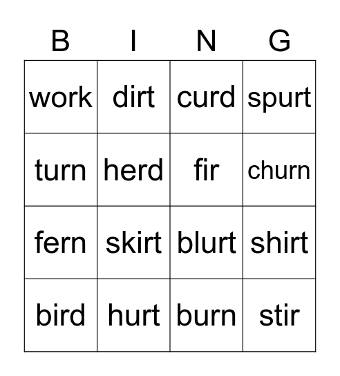 ur sound Bingo Card