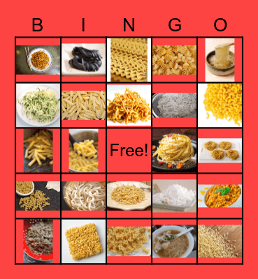 NOODLE BINGO!! Bingo Card