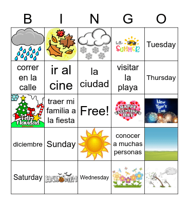 El tiempo / la fecha Bingo Card