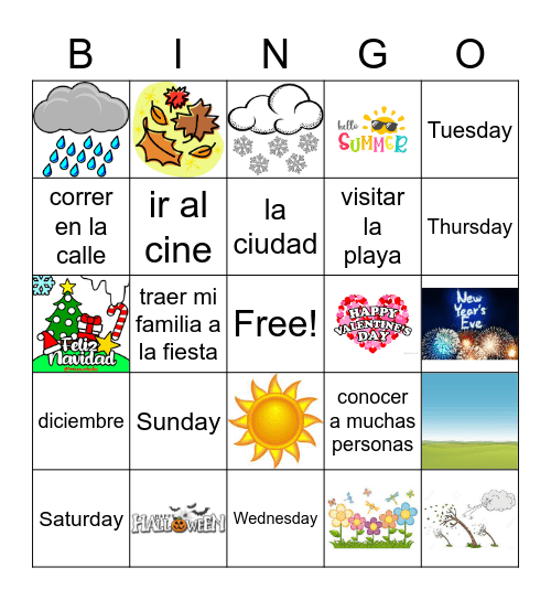 El tiempo / la fecha Bingo Card