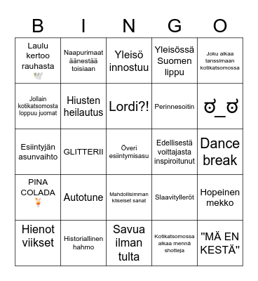 ✨ EUROVIISUUUT 2023 ✨ Bingo Card