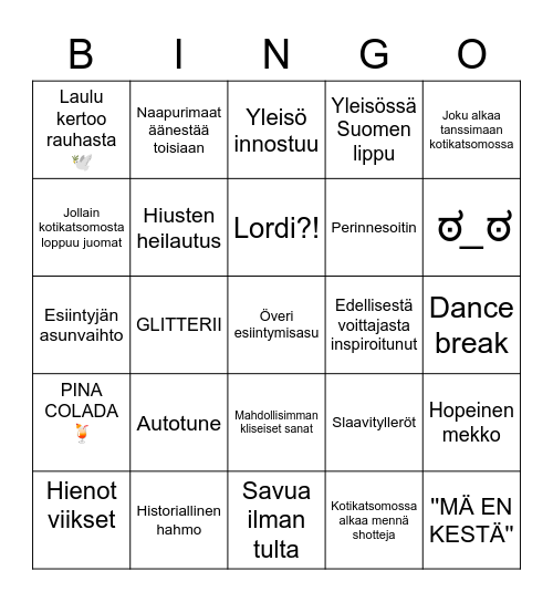 ✨ EUROVIISUUUT 2023 ✨ Bingo Card